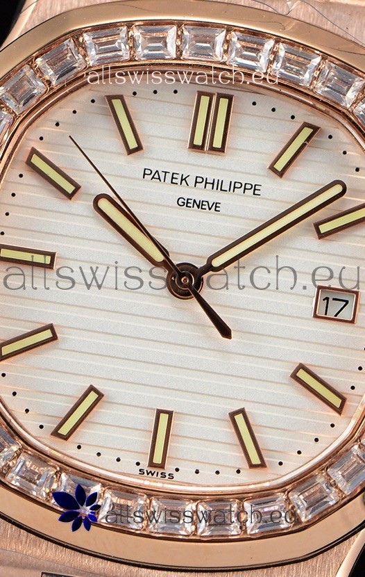 IMG_9081 Patek Philippe Nautilus 5711/1R 1:1 Mirror - Baguette Diamonds Bezel Replica 7