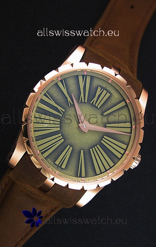 IMG_9081 Roger Dubuis Excalibur Steel Case Green Dial Replica 7