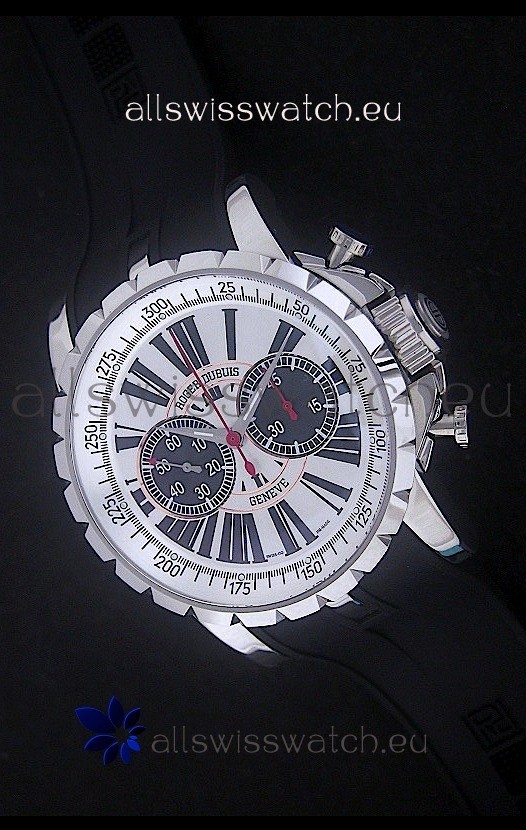 IMG_9081 Roger Dubius Excalibur Chronoexcel in White Dial Replica 7
