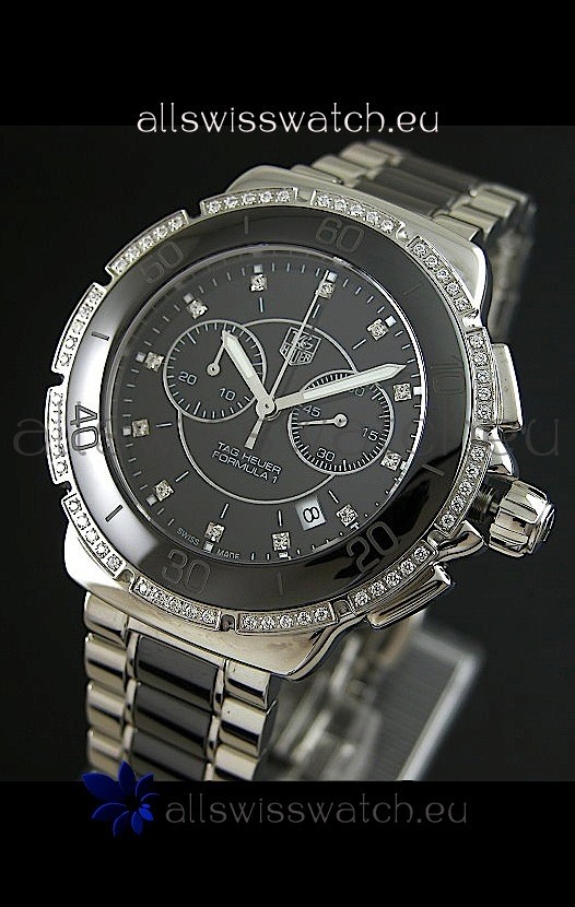 IMG_9081 Tag Heuer Formula 1 Chronograph Ceramic Ladies in Black Dial Replica 7
