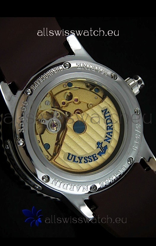 IMG_9081 Ulysse Nardin Lady Diver White Starry Night Automatic in Brown Strap Replica 7