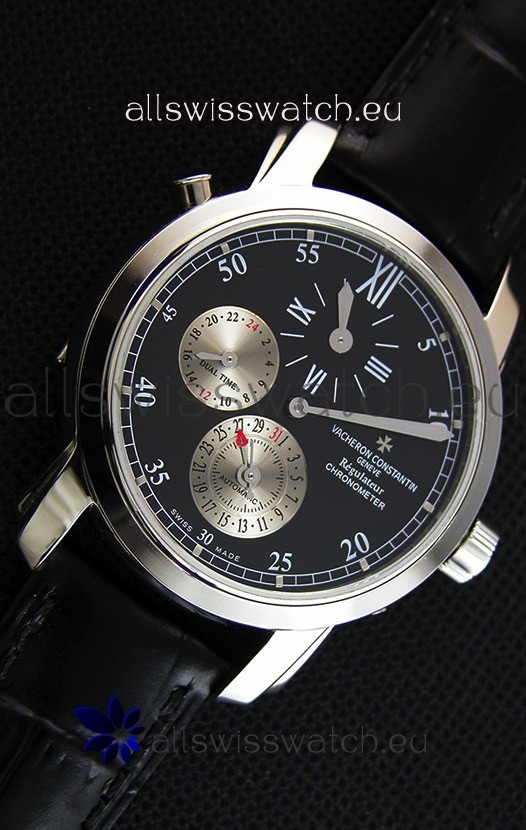 Vacheron Constantin Malte Dual Time Regulator Black Dial Replica 7