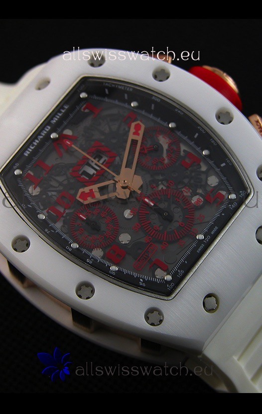 IMG_9081 Richard Mille RM011-FM Felipe Massa White Ceramic Case in White Strap Replica 7