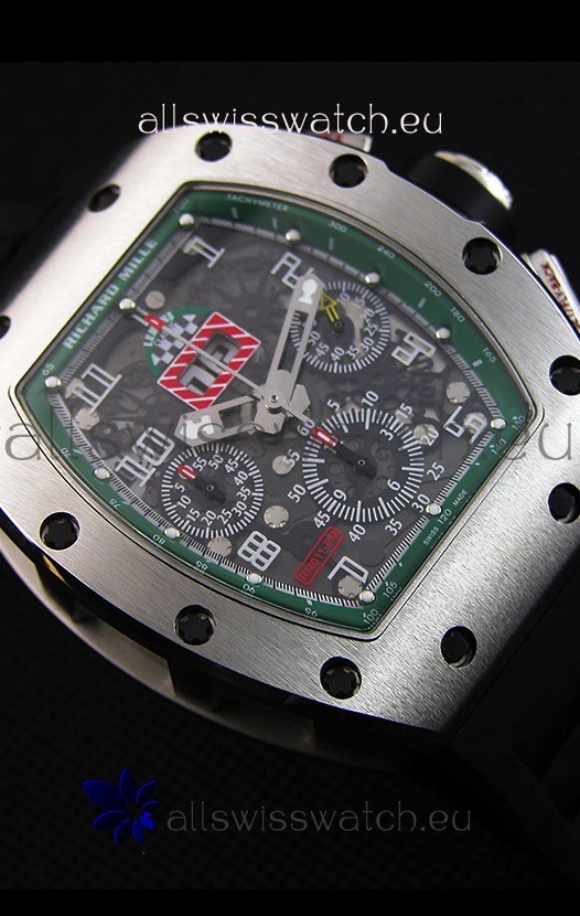 IMG_9081 Richard Mille RM011-FM Felipe Massa One Piece Titanium Case in Black Strap Replica 7