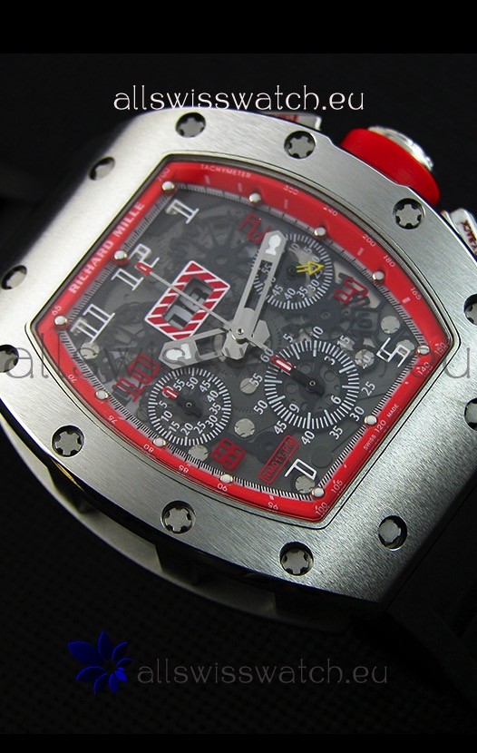 IMG_9081 Richard Mille RM011-FM Felipe Massa One Piece Titanium Case in Black Strap Replica 7