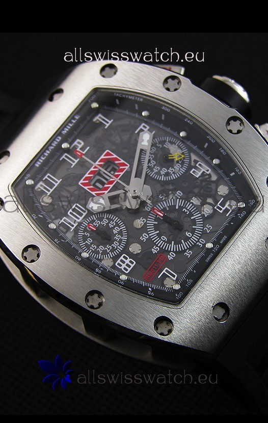 IMG_9081 Richard Mille RM011-FM Felipe Massa One Piece Titanium Case in Black Strap Replica 7