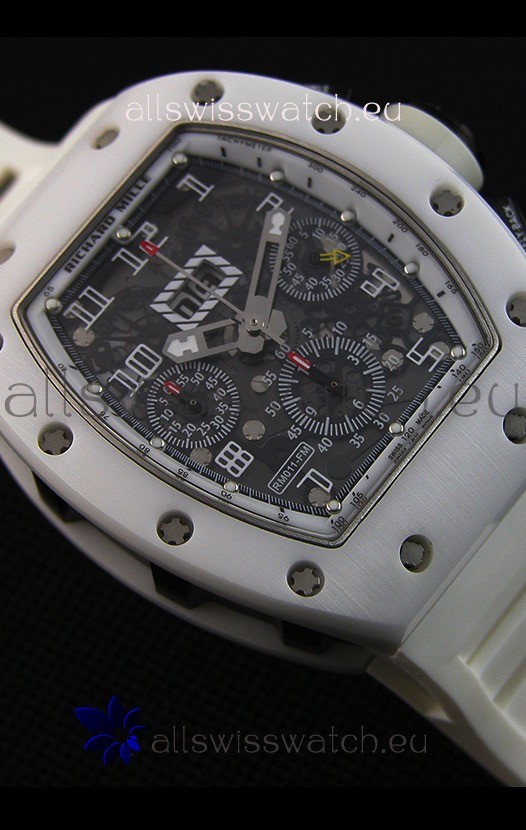 IMG_9081 Richard Mille RM011-FM Felipe Massa White Ceramic Case in White Strap Replica 7