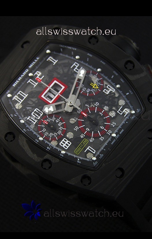 IMG_9081 Richard Mille RM011-FM Felipe Massa One Piece Black Forged Carbon Case in Black Strap Replica 7