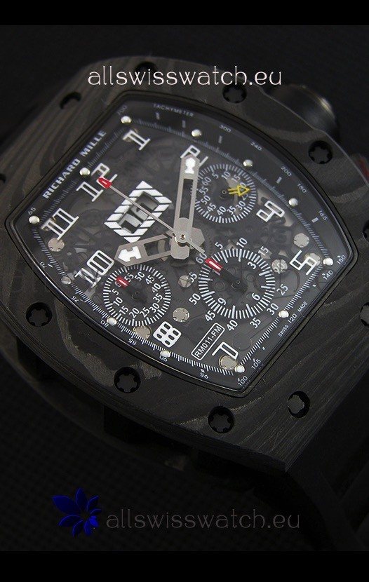 IMG_9081 Richard Mille RM011-FM Felipe Massa One Piece Black Forged Carbon Case in Black Strap Replica 7
