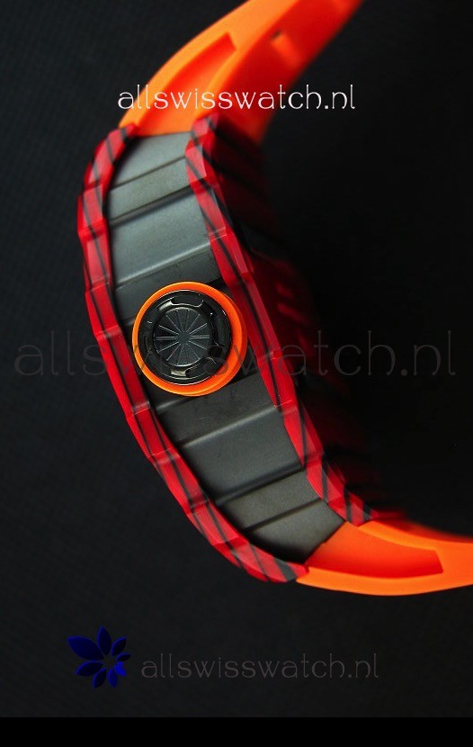 IMG_9081 Richard Mille RM35-01 One Piece Red Forged Carbon Case in Orange Strap Replica 7