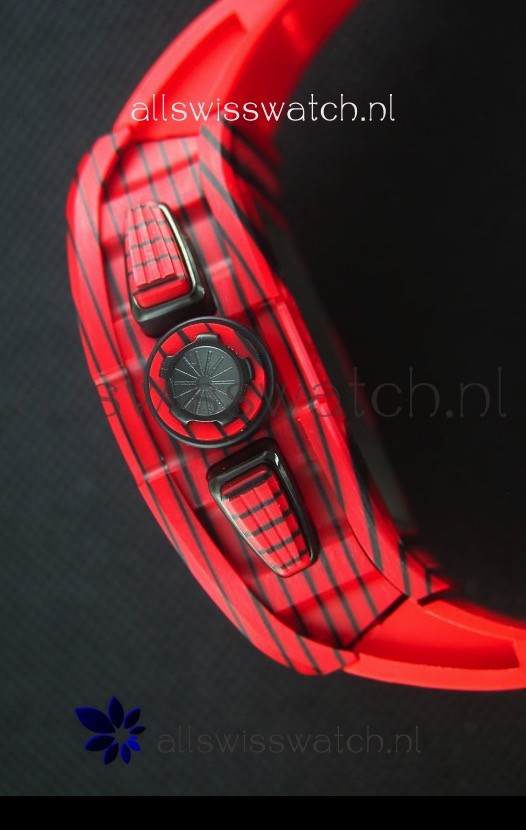 IMG_9081 Richard Mille RM011-03 One Piece Red Forged Carbon Case in Red Strap Replica 7