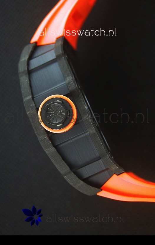 IMG_9081 Richard Mille RM035-2 Rafael Nadal Forged Carbon Case with Red Rubber Strap Replica 7