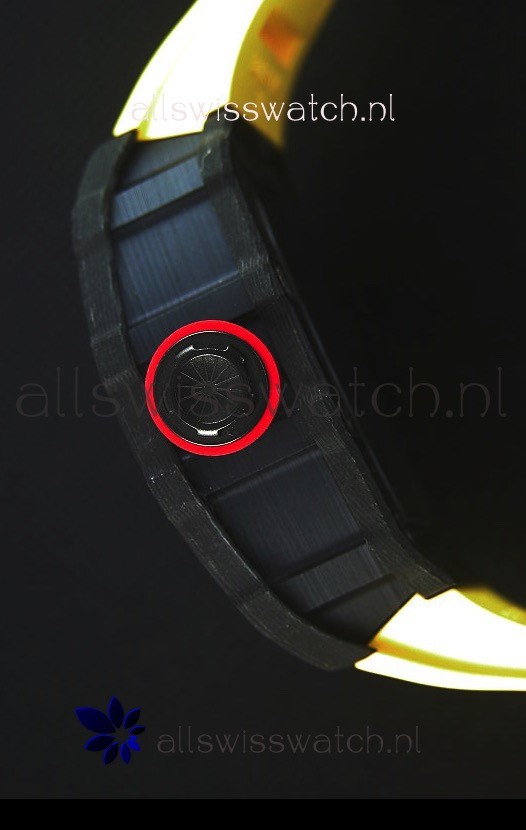 IMG_9081 Richard Mille RM035-2 Rafael Nadal Forged Carbon Case with Yellow Rubber Strap Replica 7