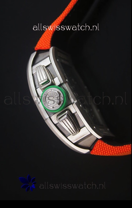 IMG_9081 Richard Mille RM011 Filipe Massa Titanium Casein Orange Nylon Strap Replica 7