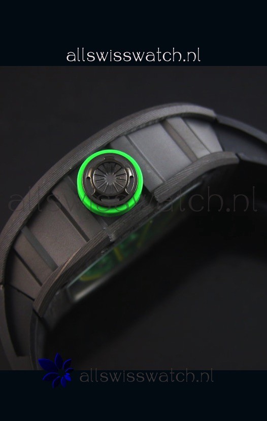 IMG_9081 Richard Mille RM059 Yohan Blake Forged Carbon Casein Green Bezel Replica 7