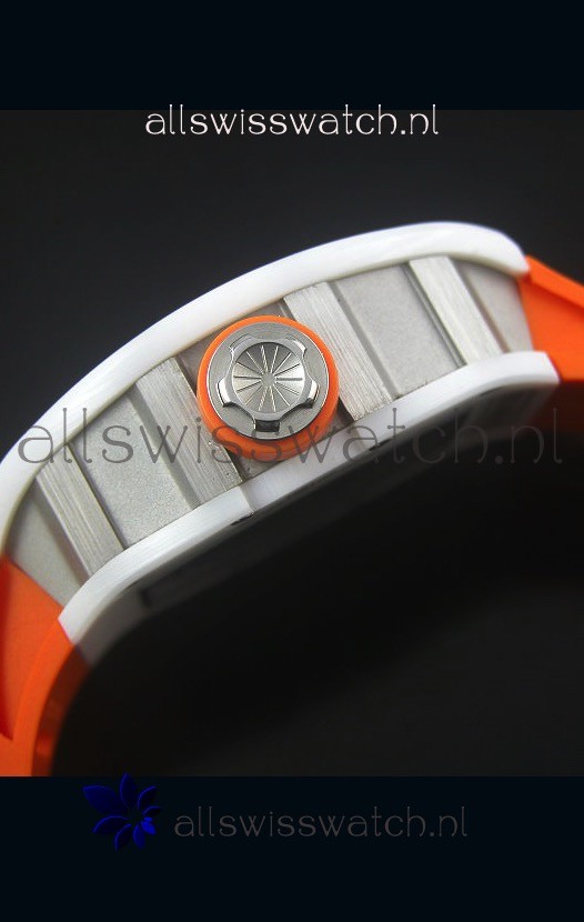 IMG_9081 Richard Mille RM055 White Ceramic Case in Black Inner Bezel Replica 7
