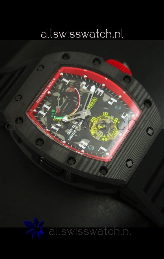IMG_9081 Richard Mille RM036 Jean Todt Forged Carbon Bezel Titanium - Red Edition Replica 7
