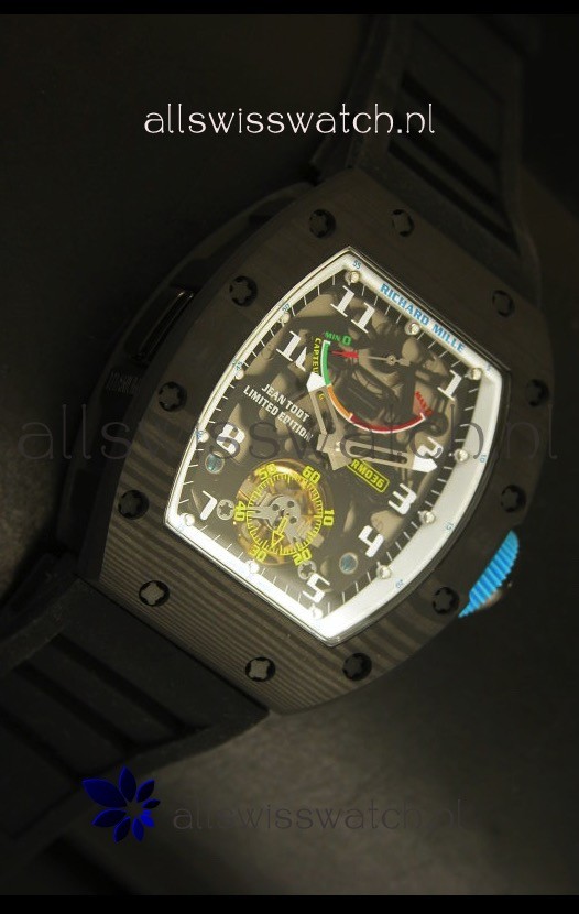 IMG_9081 Richard Mille RM036 Jean Todt Forged Carbon Bezel Titanium - All White/Blue Edition Replica 7
