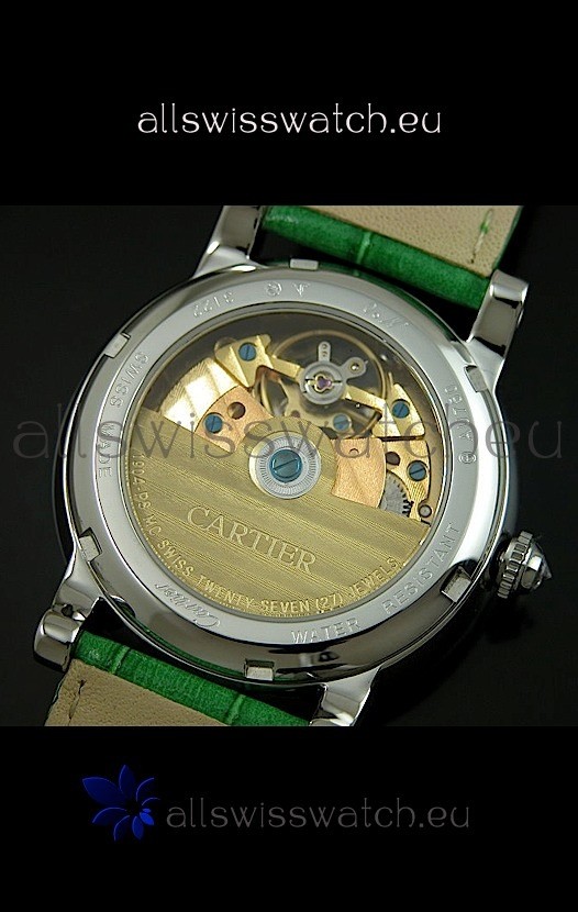 IMG_9081 Cartier Ronde de Tourbillon Diamond in Green Strap Replica 7