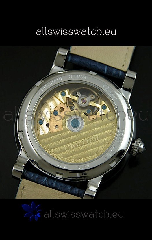 IMG_9081 Cartier Ronde de Tourbillon Diamond in Blue Strap Replica 7