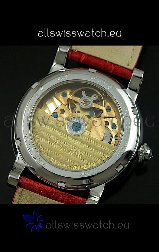 Cartier Ronde de Tourbillon Diamond in Red Strap Replica 7