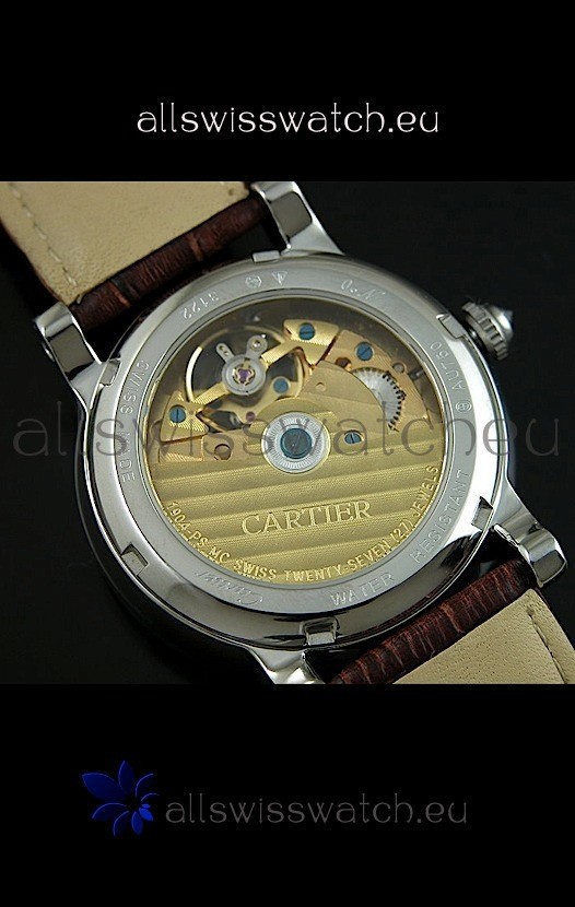 IMG_9081 Cartier Ronde de Tourbillon Diamond in Brown Strap Replica 7