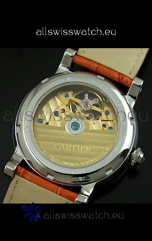 IMG_9081 Cartier Ronde de Tourbillon Diamond in Orange Strap Replica 7