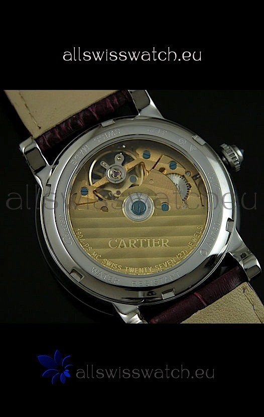 IMG_9081 Cartier Ronde de Tourbillon Diamond in Purple Strap Replica 7