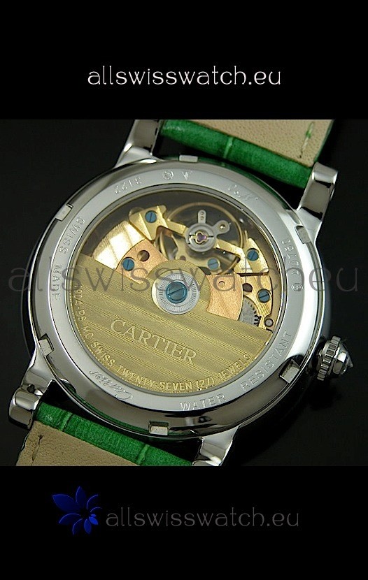 IMG_9081 Cartier Ronde de Tourbillon Diamond in Green Strap Replica 7