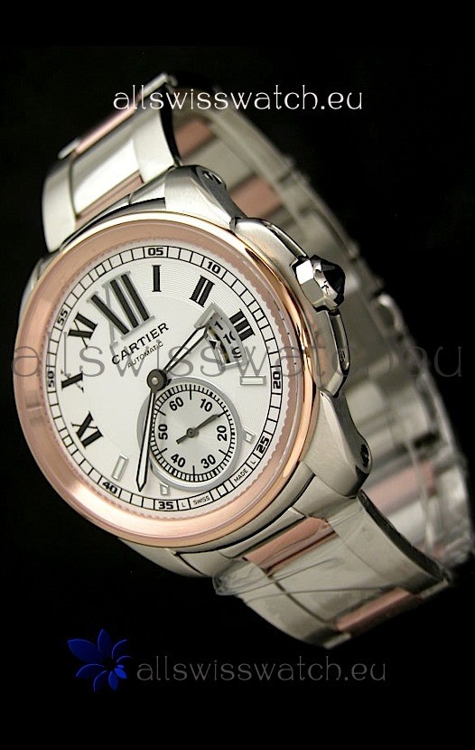 IMG_9081 Calibre De Cartier Automatic in Two Tone Replica 7