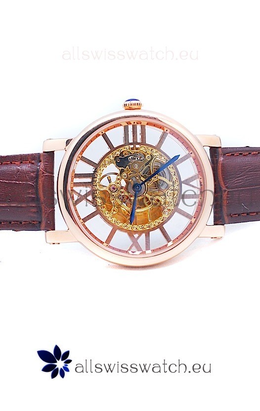 IMG_9081 Ronde De Cartier Skeleton Rose Gold Replica 7