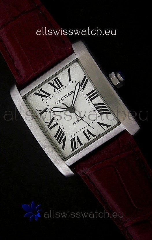 IMG_9081 Cartier Tank 100 in Brown Strap Replica 7