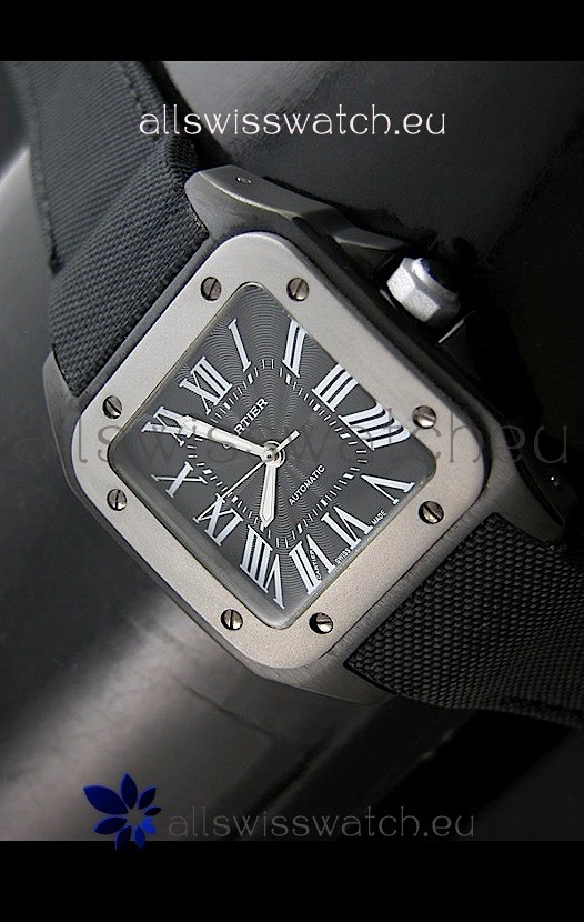 IMG_9081 Cartier Santos 100 in Black Dial Replica 7