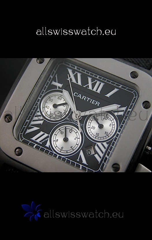 IMG_9081 Cartier Santos 100 in Black Dial Replica 7