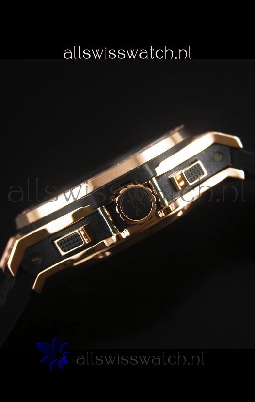 IMG_9081 Hublot Big Bang Rose Gold Quartz Movement in Black Strap Replica 7