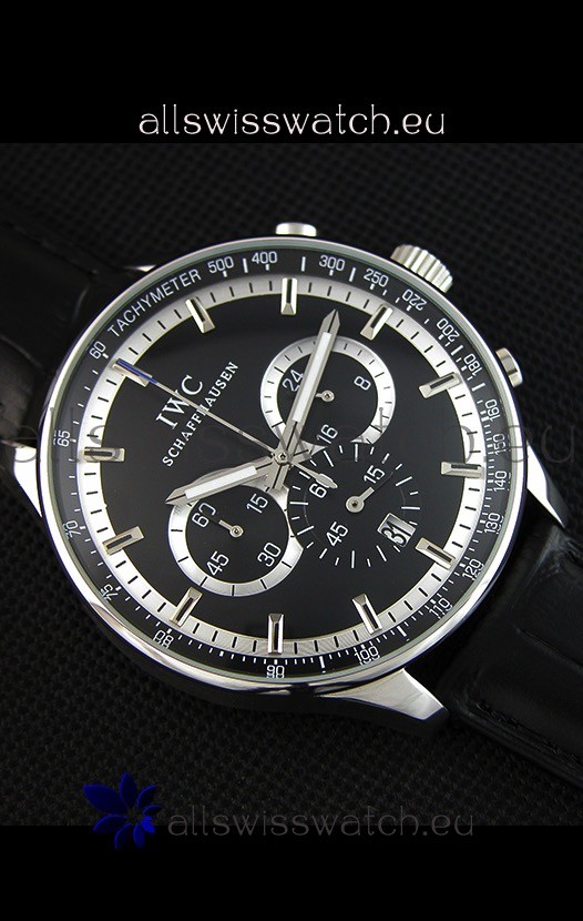 IMG_9081 IWC Schaffhausen Quartz Movement in Black Dial Replica 7