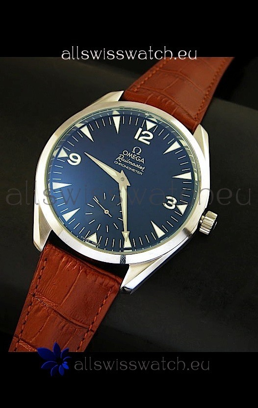IMG_9081 Omega Seamaster Railmaster in Brown Leather Strap Replica 7
