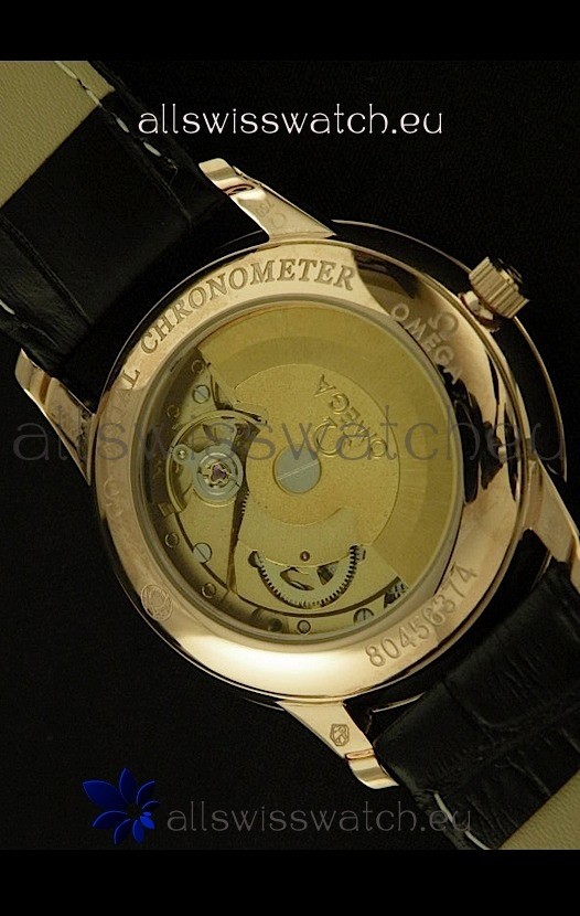 Omega DeVelie Co-Axial Chronometer Rose Gold in Black Dial Replica 7