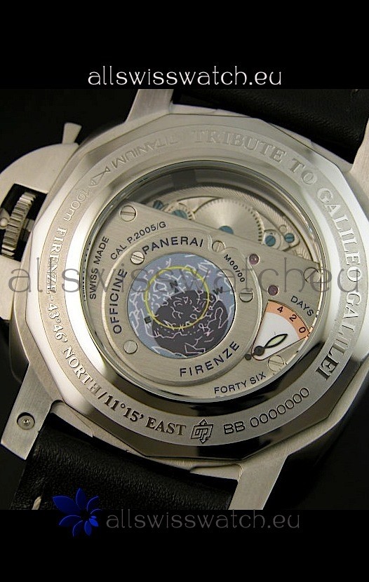 IMG_9081 Panerai PAM365 L’Astronomo Luminor 1950 GMT Equation of Time Black Dial Steel Replica 7