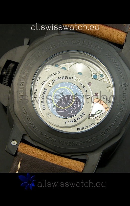 IMG_9081 Panerai PAM365 L’Astronomo Luminor 1950 GMT Equation of Time Brown Dial PVD Replica 7