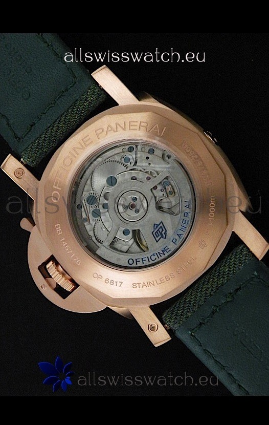 IMG_9081 Panerai Luminor Submersible 1000M Automatic Rose Gold in Green Dial Replica 7