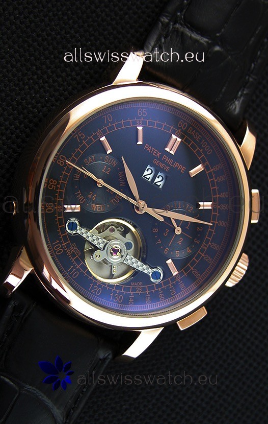 IMG_9081 Patek Philippe Tourbillon in Pink Gold Case Black dial Replica 7