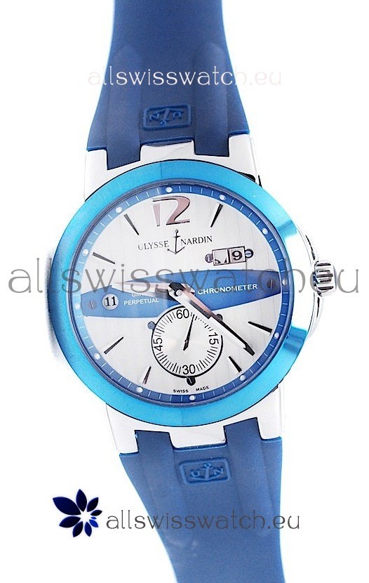 IMG_9081 Ulysse Nardin Executive Dual Time in Persian Blue Bezel Replica 7