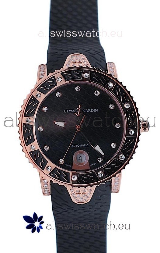 IMG_9081 Ulysse Nardin Diver Pink Gold in Black Dial Replica 7