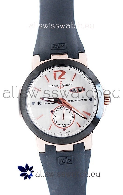 IMG_9081 Ulysse Nardin Executive Dual Time Rose Gold in Black Bezel Replica 7