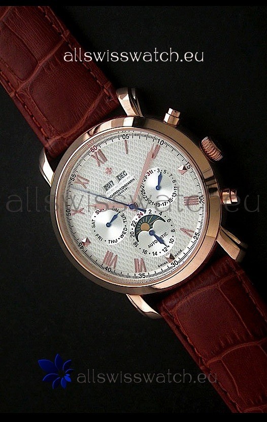IMG_9081 Vacheron Constantin Perpetual Calendar in White Dial Replica 7