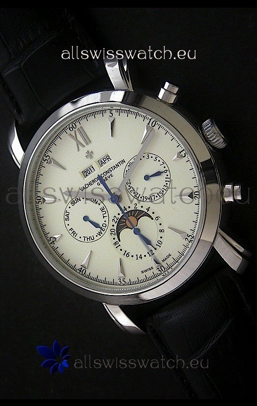 IMG_9081 Vacheron Constantin Perpetual Calendar in White Dial Replica 7