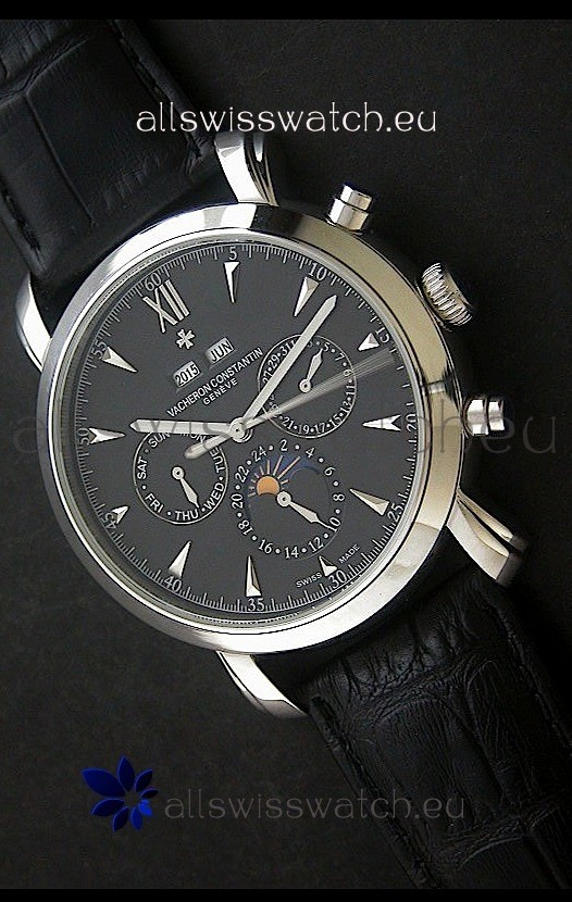 IMG_9081 Vacheron Constantin Perpetual Calendar in Black Dial Replica 7