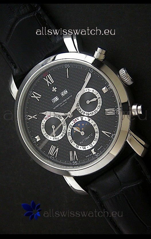 IMG_9081 Vacheron Constantin Perpetual Calendar in Black Dial Replica 7