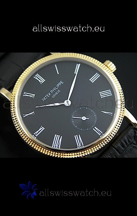 IMG_9081 Patek Philippe Calatrava Manual Hand Wind in Black Dial Replica 7